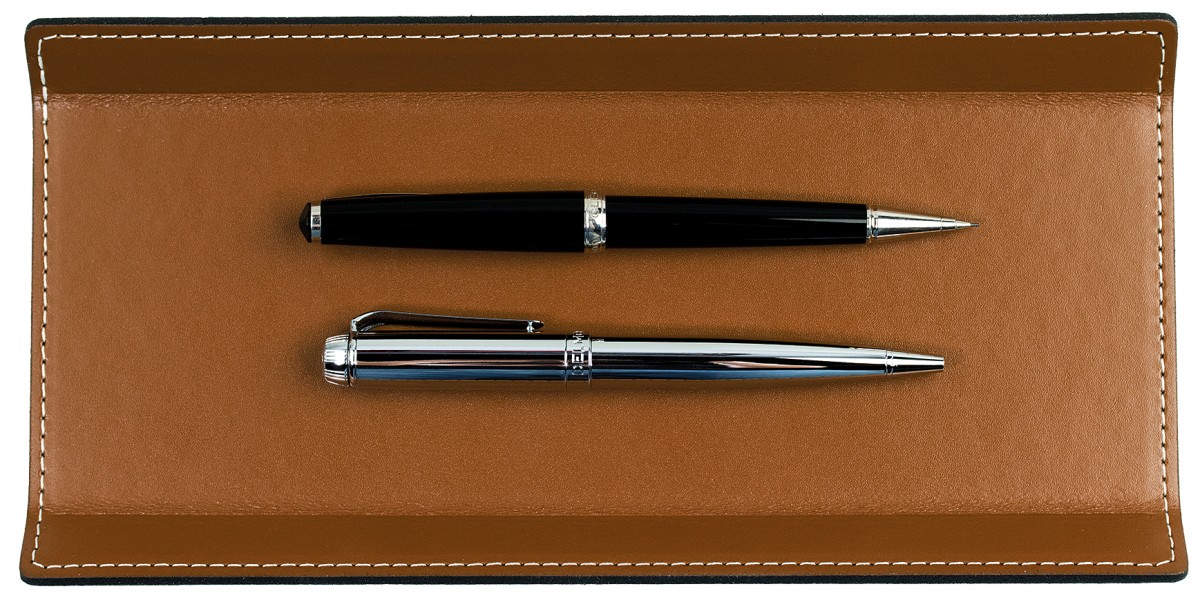 Federschale CAMBRIDGE Top Grain Rindspaltleder mit heller Kontrastnaht hellbraun